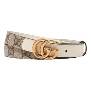 Gucci Woman’s GG Marmont canvas and leather thin white/ivory belt. 110/44. NWT.